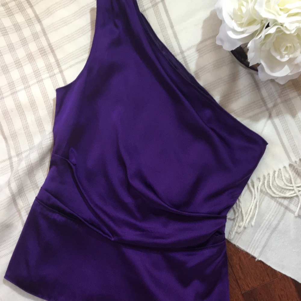 Asymmetric One Shoulder Silk Top Elie Tahari